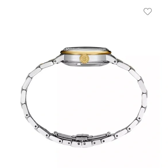 Seiko Presage 30mm Gold and Silver Two-Tone Watch with Date Window